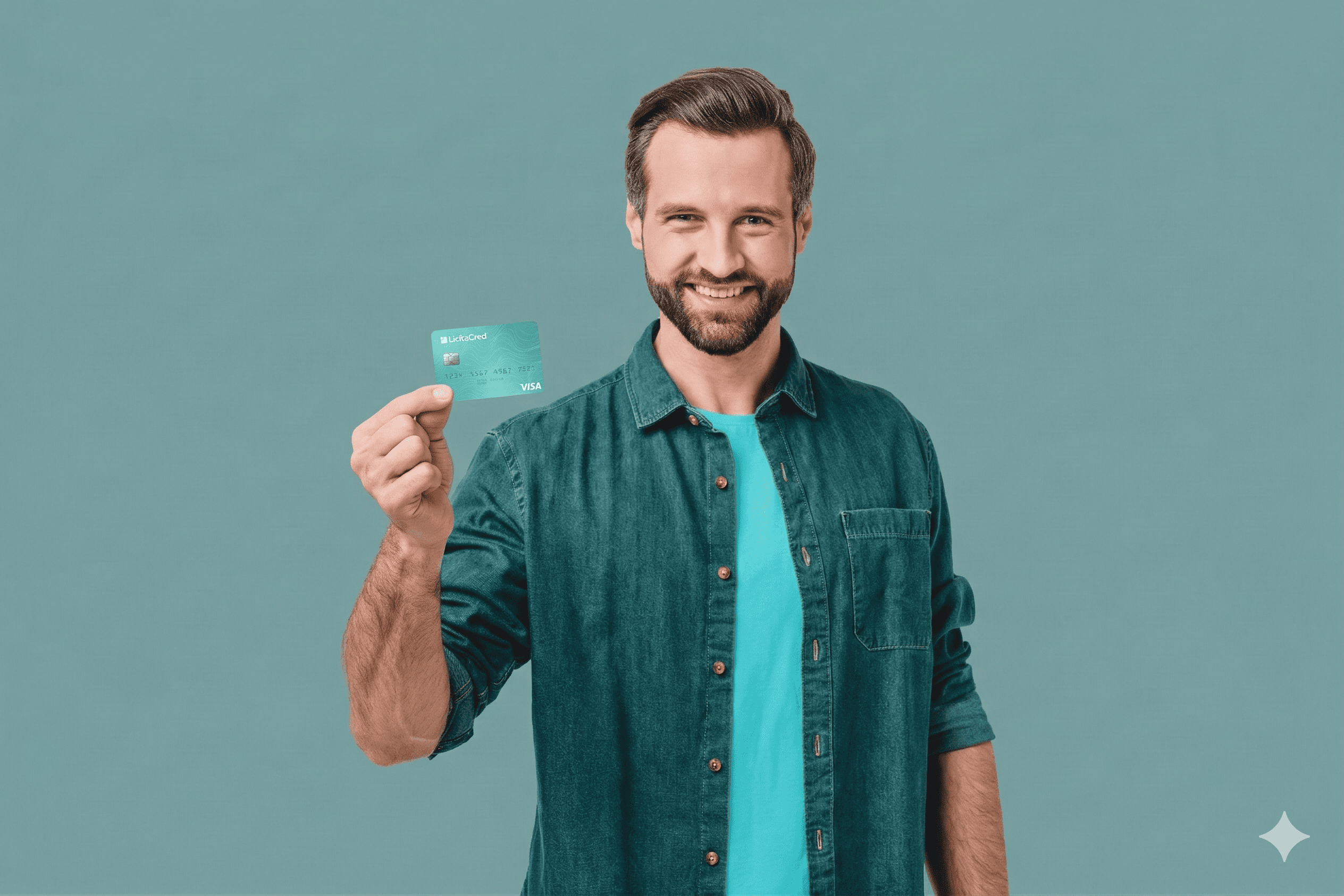 Homem com cartão LicitaCred